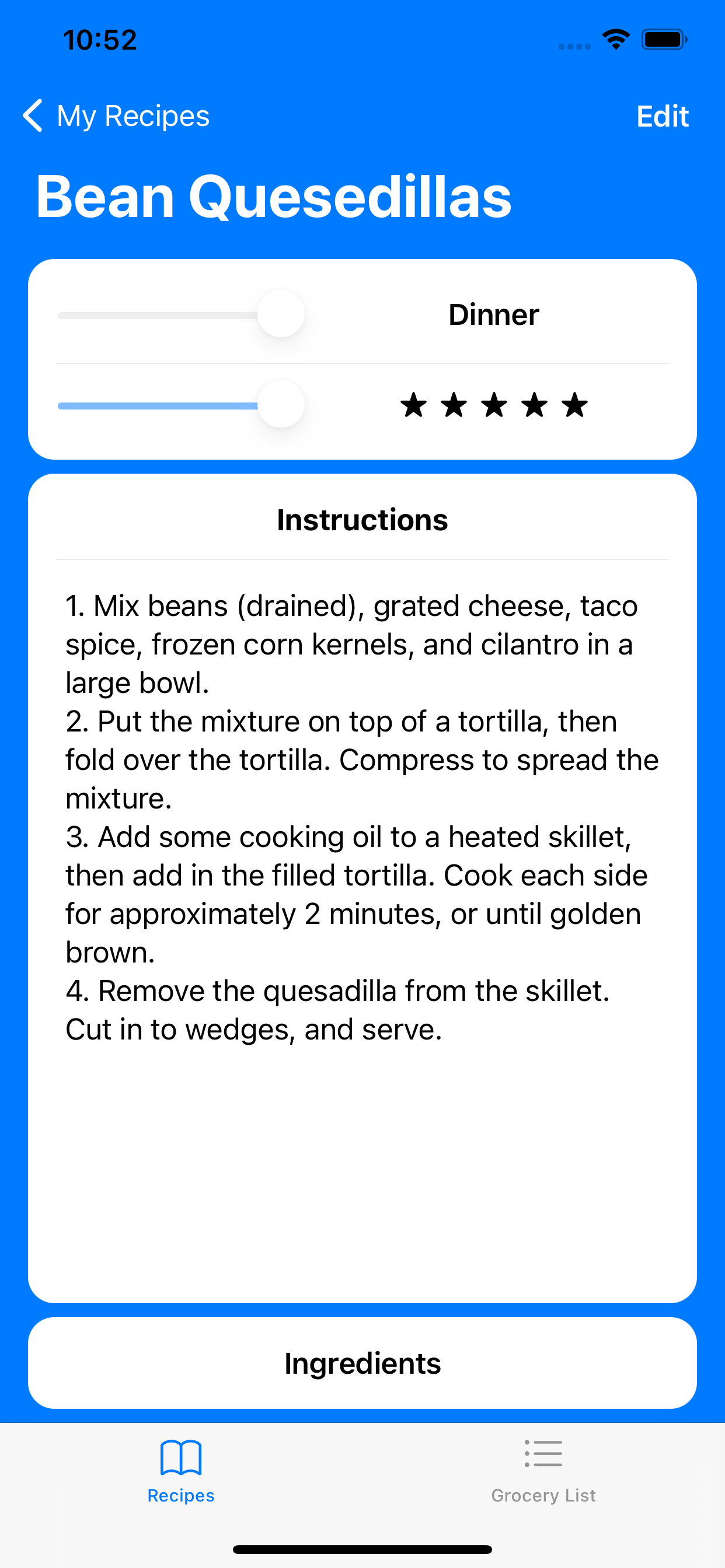 Recipe View